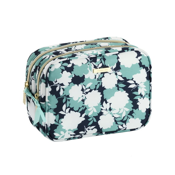 Neceser 1pc Green Silk Makeup Bag With Mirror Soft Travel 